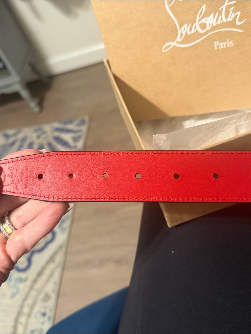 Christian Louboutin Black Leather Belt with Gold Signature Buckle - Picture 7 of 11